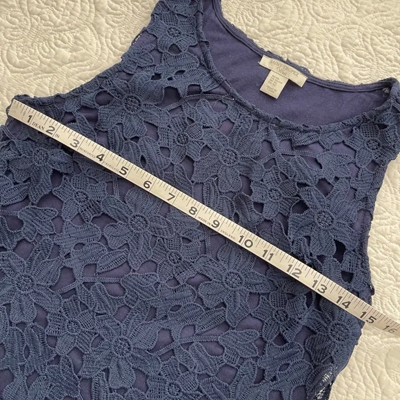 St Tropez West Top Sleeveless Navy Floral Cut Lace Size XS - Picture 8 of 12